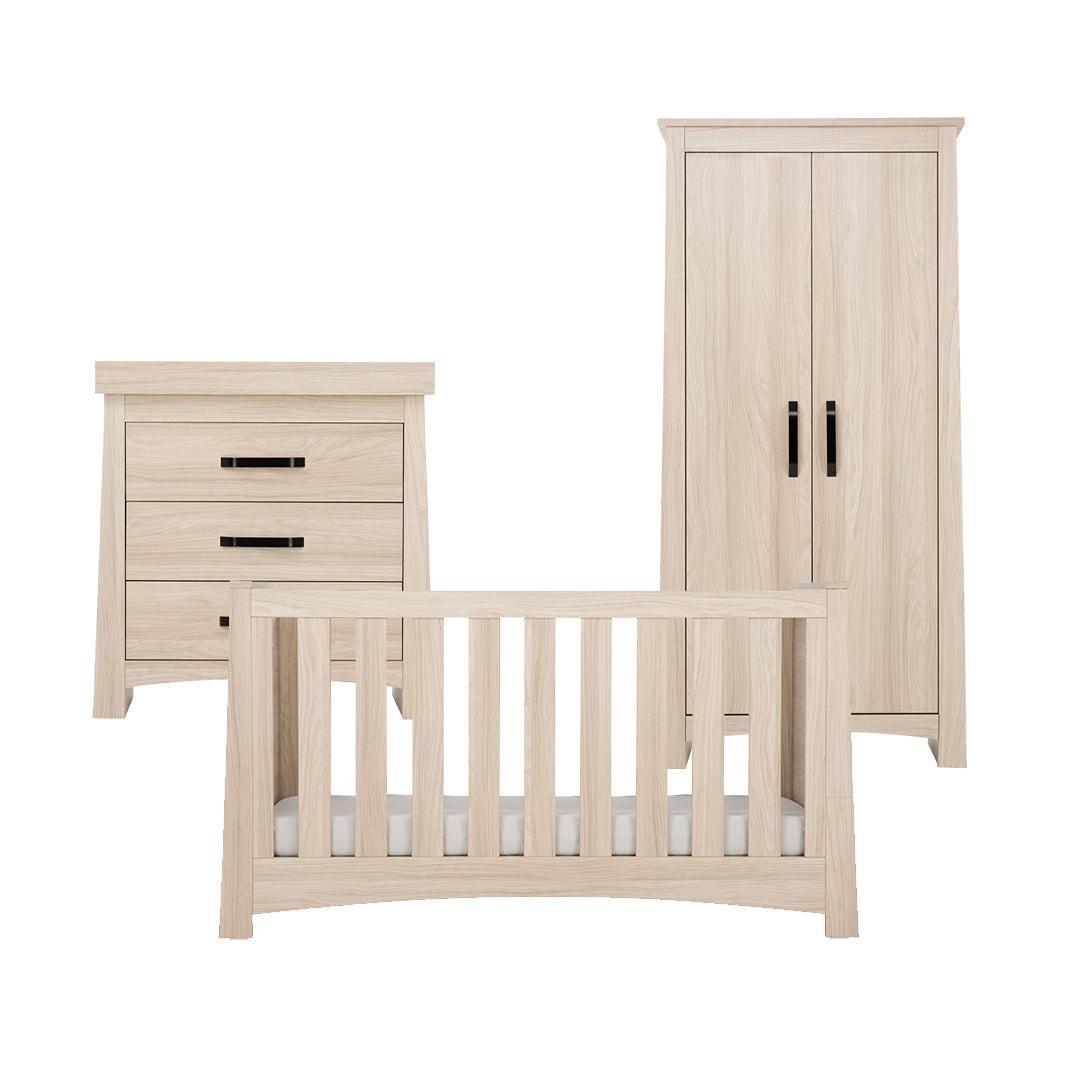 CuddleCo Isla 3pc Set Dresser Changer, Cot Bed and Wardrobe - Ash-Nursery Sets-Ash-One Size | Natural Baby Shower