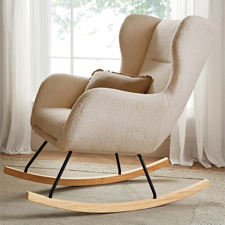 CuddleCo Marley Nursing Chair & Footstool - Teddy Light Beige-Feeding Chairs-Teddy Light Beige-One Size | Natural Baby Shower