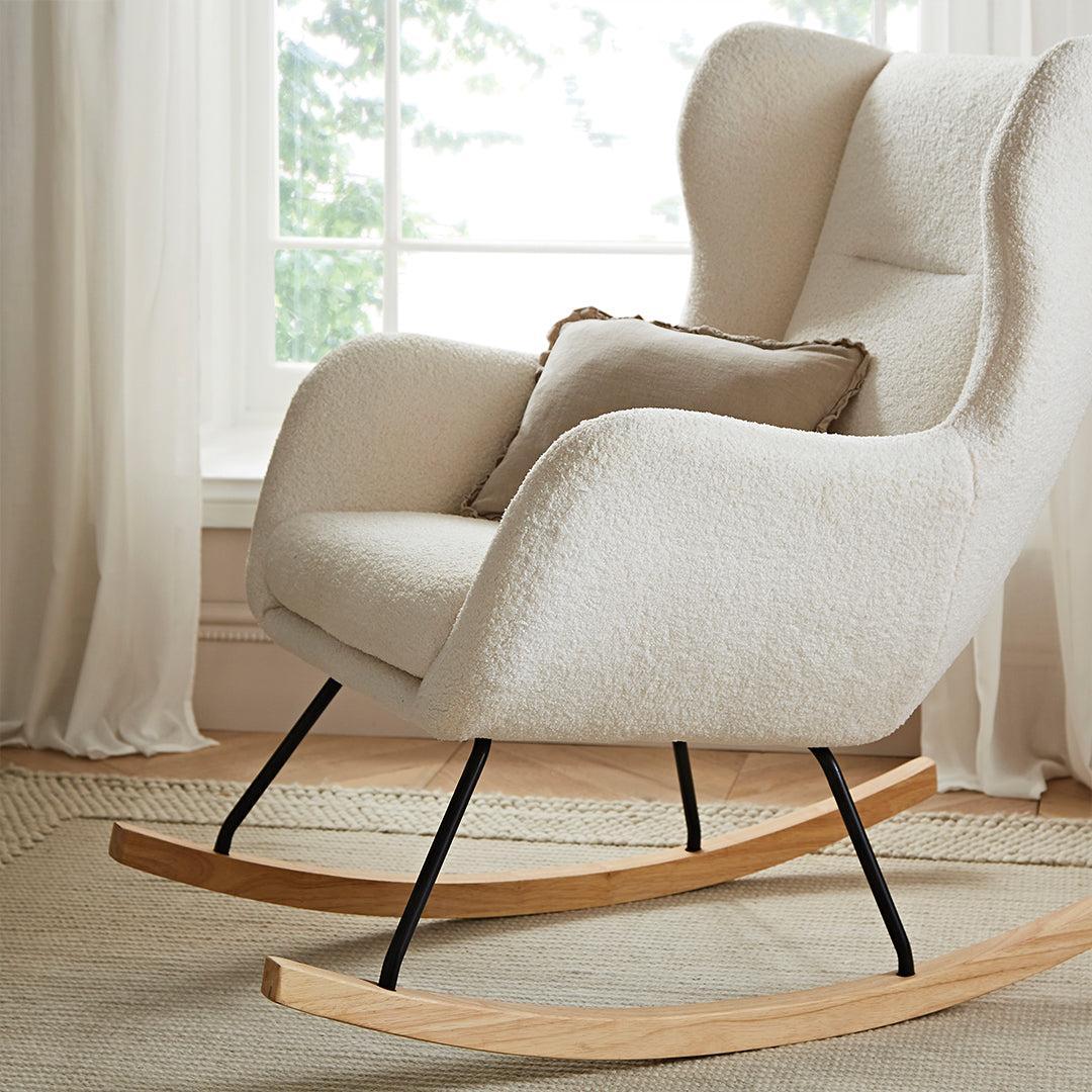 CuddleCo Marley Nursing Chair & Footstool - Teddy Off White-Feeding Chairs-Teddy Off White-One Size | Natural Baby Shower