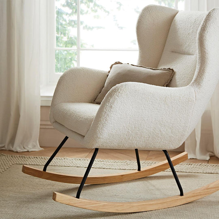 CuddleCo Marley Nursing Chair & Footstool - Teddy Off White-Feeding Chairs-Teddy Off White-One Size | Natural Baby Shower