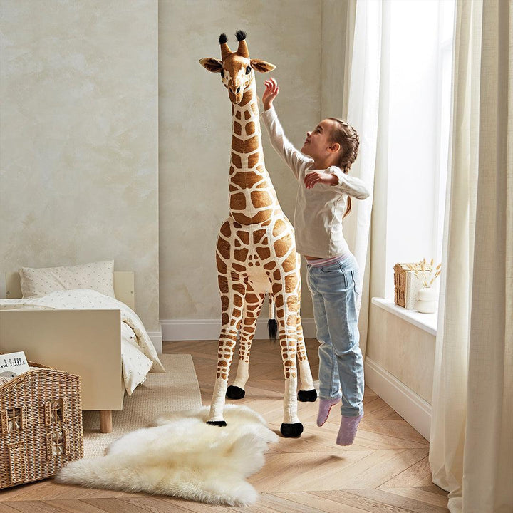 CuddleCo Medium Standing Giraffe Stuffed Animal - Natural-Soft Toys-Natural-One Size | Natural Baby Shower