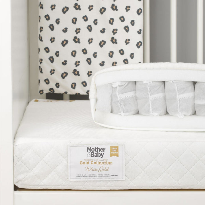 CuddleCo Mother & Baby White Gold Anti Allergy Pocket Sprung Cot Bed Mattress - White