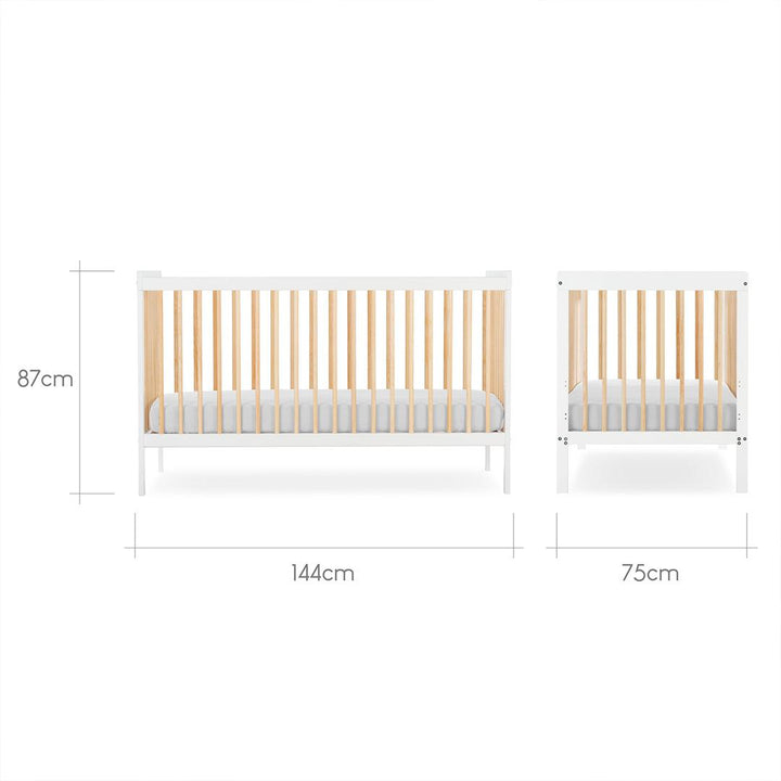 CuddleCo Nola Cot Bed - White/Natural-Cot Beds- | Natural Baby Shower