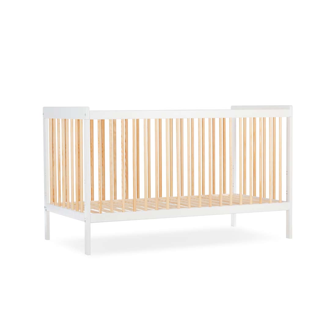 CuddleCo Nola Cot Bed - White/Natural-Cot Beds-White/Natural-No Mattress | Natural Baby Shower
