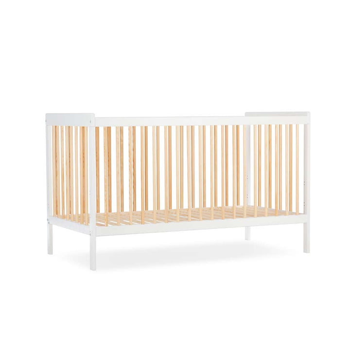 CuddleCo Nola Cot Bed - White/Natural-Cot Beds-White/Natural-No Mattress | Natural Baby Shower