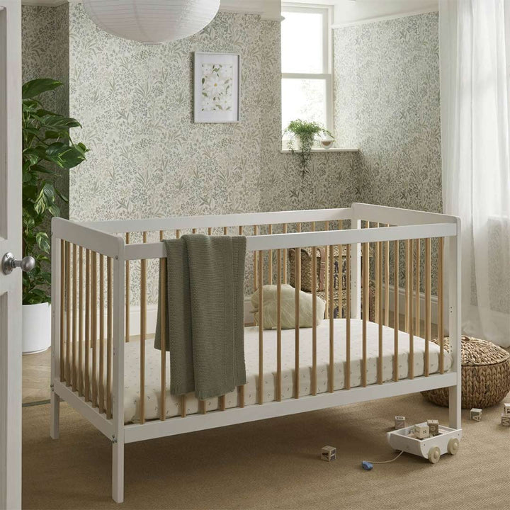 CuddleCo Nola Cot Bed - White/Natural-Cot Beds- | Natural Baby Shower