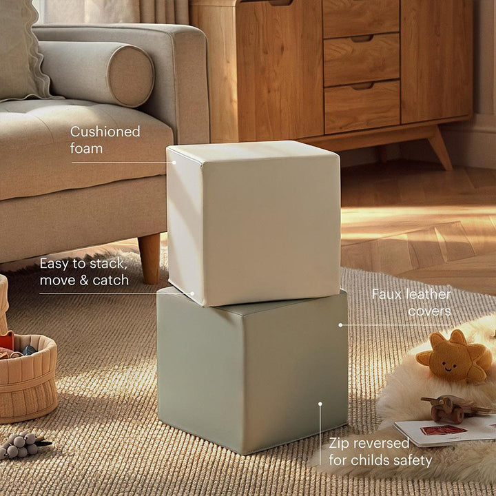 CuddleCo Soft Play Cubes 2pc - Sea Salt/Pebble-Soft Play-Salt/Pebble- | Natural Baby Shower