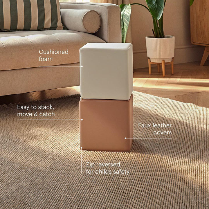 CuddleCo Soft Play Cubes 2pc - Tuscany/Pebble-Soft Play-Tuscany/Pebble- | Natural Baby Shower