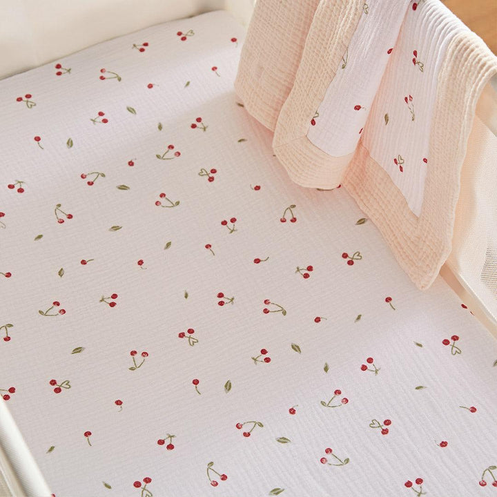 CuddleCo Universal Crib/ Co Sleeper Bedding Set - Ditsy Cherry-Bedding Sets-Ditsy Cherry-Crib | Natural Baby Shower