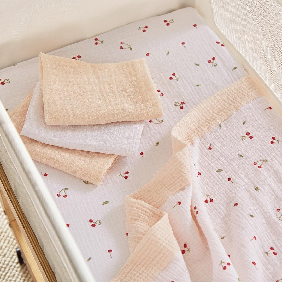 CuddleCo Universal Crib/ Co Sleeper Bedding Set - Ditsy Cherry-Bedding Sets-Ditsy Cherry-Crib | Natural Baby Shower