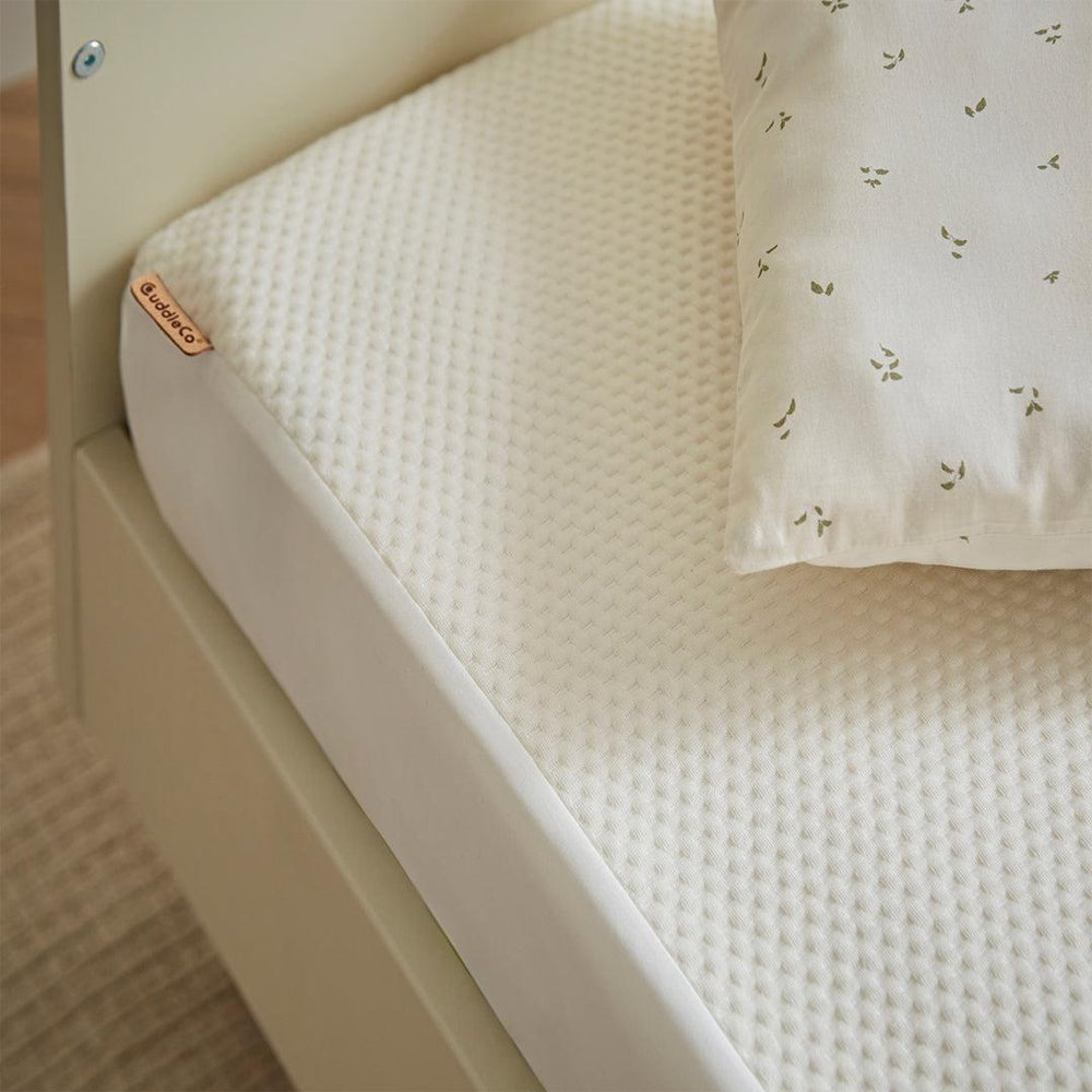 CuddleCo Waterproof Cot Bed Mattress Protector Hypoallergenic Bamboo - White-Mattress Protectors-White-One Size | Natural Baby Shower