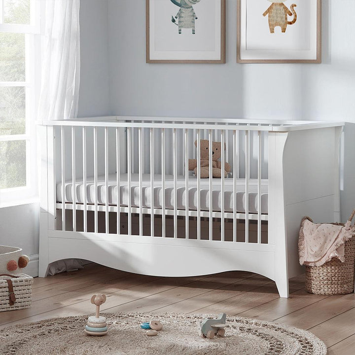 CuddleCo Clara Cot Bed - White-Cot Beds-White-No Mattress | Natural Baby Shower