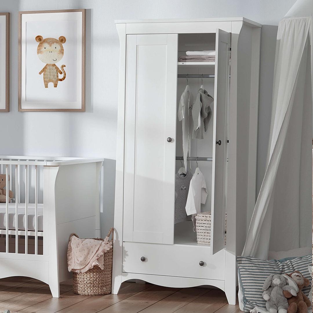 CuddleCo Clara 2-Door Double Wardrobe - White-Wardrobes-White- | Natural Baby Shower