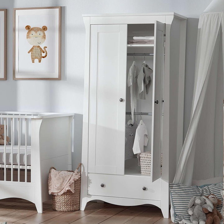 CuddleCo Clara 2-Door Double Wardrobe - White-Wardrobes-White- | Natural Baby Shower