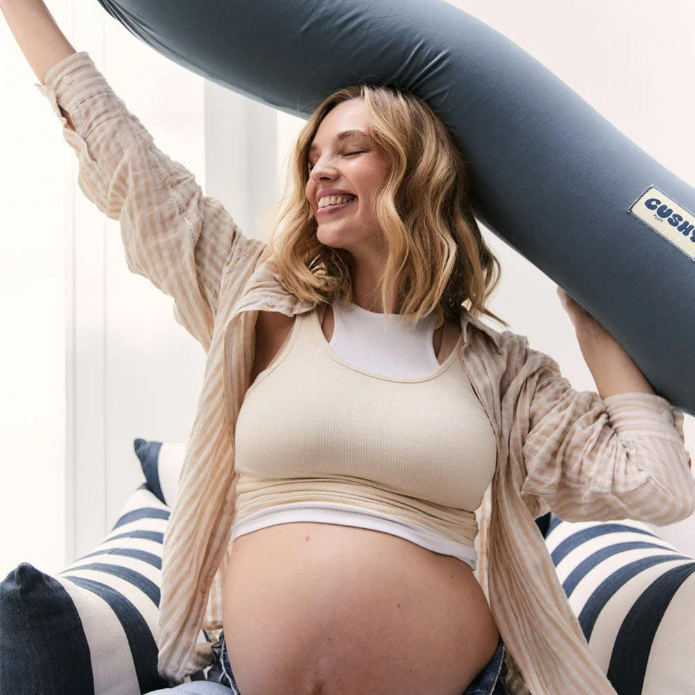 Cushy Puff Pregnancy Pillow Cover - Stone Blue-Pregnancy Pillow Covers-Stone Blue- | Natural Baby Shower