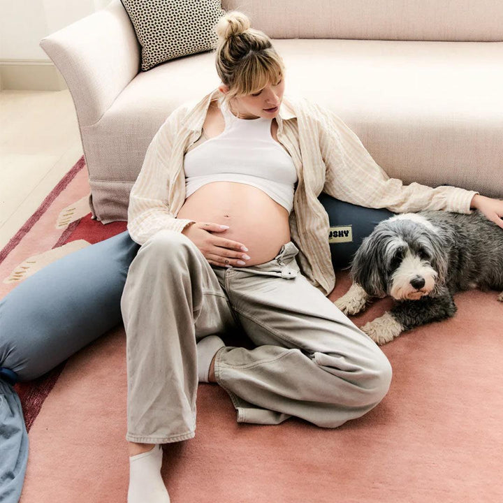 Cushy Puff Pregnancy Pillow Cover - Stone Blue-Pregnancy Pillow Covers-Stone Blue- | Natural Baby Shower