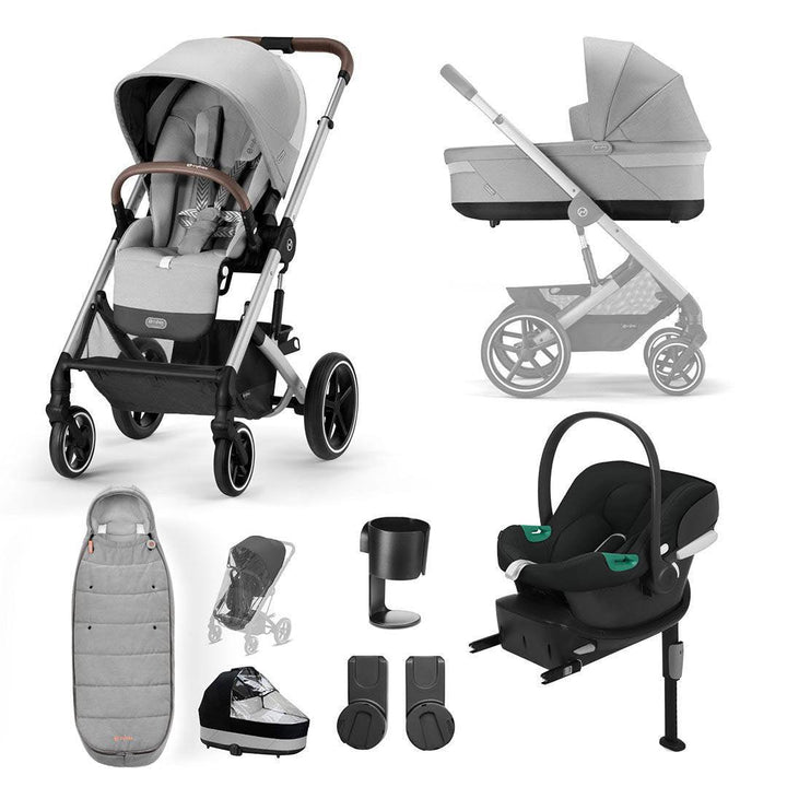 CYBEX Balios S Lux Comfort Bundle - Lava Grey-Travel Systems-Lava Grey-Gold Footmuff | Natural Baby Shower