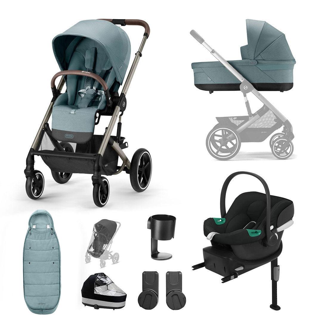 CYBEX Balios S Lux Comfort Bundle - Sky Blue-Travel Systems-Sky Blue-Gold Footmuff | Natural Baby Shower