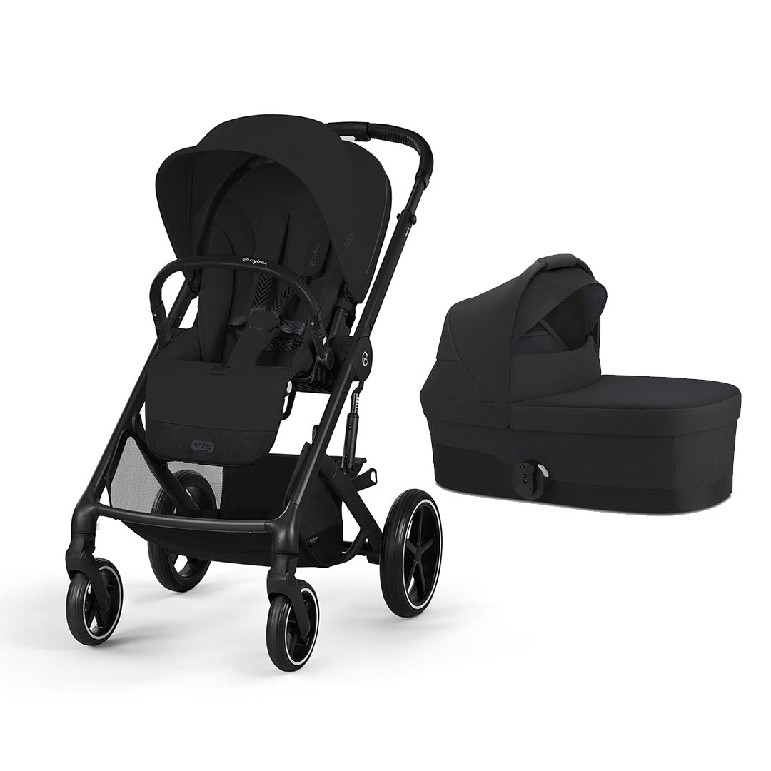 Cybex Balios S Lux Pushchair & Carrycot Bundle - Black/Grey-Stroller Bundles-Moon Black-Moon Black | Natural Baby Shower