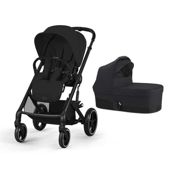 Cybex Balios S Lux Pushchair & Carrycot Bundle - Black/Grey-Stroller Bundles-Moon Black-Moon Black | Natural Baby Shower
