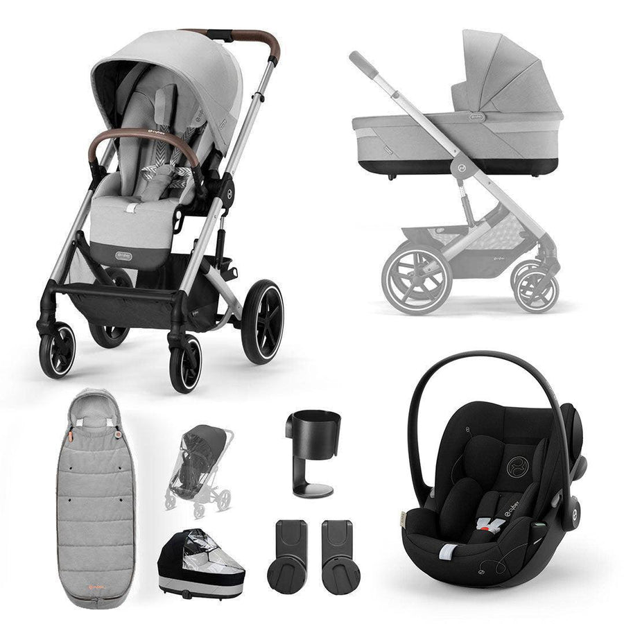 CYBEX Balios S Lux + Cloud G Luxury Bundle - Lava Grey-Travel Systems-Lava Grey-Gold Footmuff | Natural Baby Shower