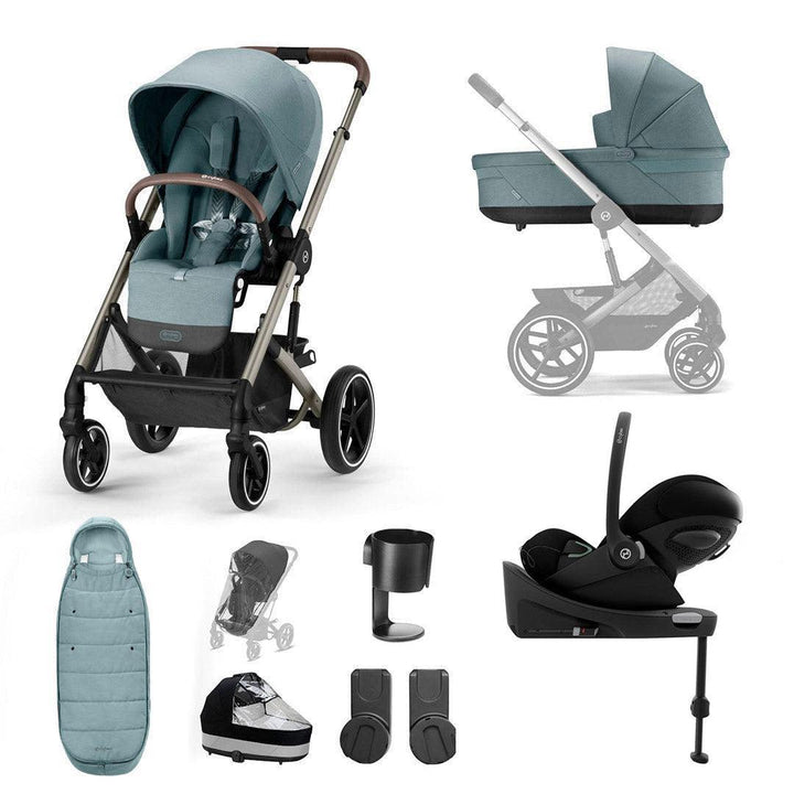 CYBEX Balios S Lux + Cloud G Luxury Bundle - Sky Blue-Travel Systems-Sky Blue-Gold Footmuff | Natural Baby Shower