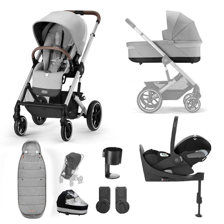 CYBEX Balios S Lux + Cloud T Luxury Bundle - Lava Grey-Travel Systems-Base T-Gold Footmuff | Natural Baby Shower
