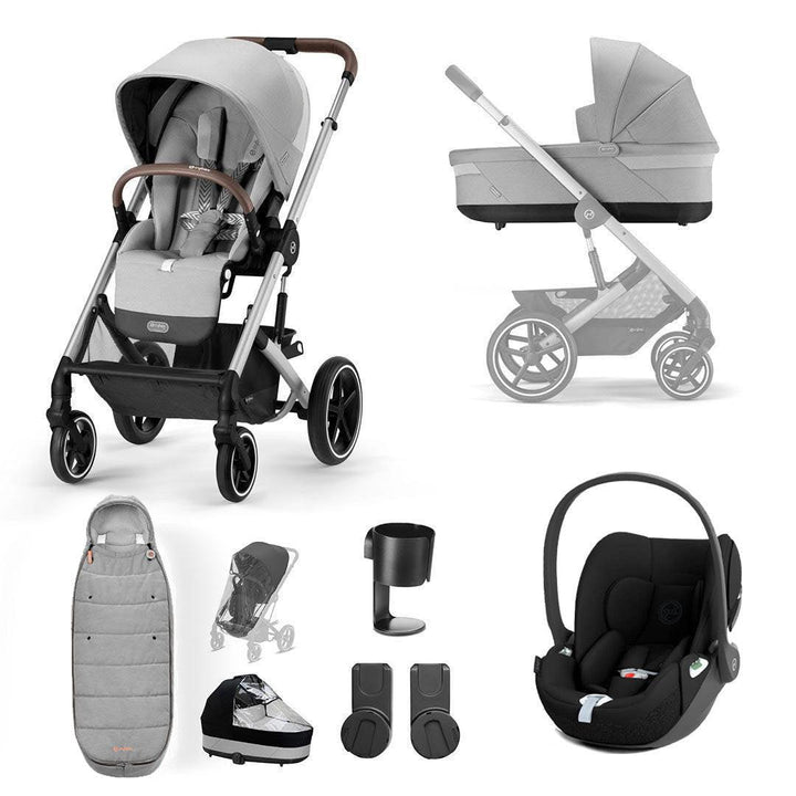 CYBEX Balios S Lux + Cloud T Luxury Bundle - Lava Grey-Travel Systems-No Base-Gold Footmuff | Natural Baby Shower