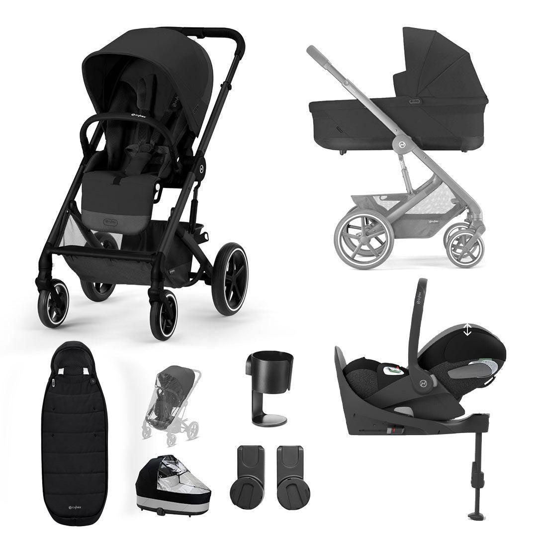 CYBEX Balios S Lux + Cloud T Luxury Bundle - Moon Black-Travel Systems-Base T-Gold Footmuff | Natural Baby Shower