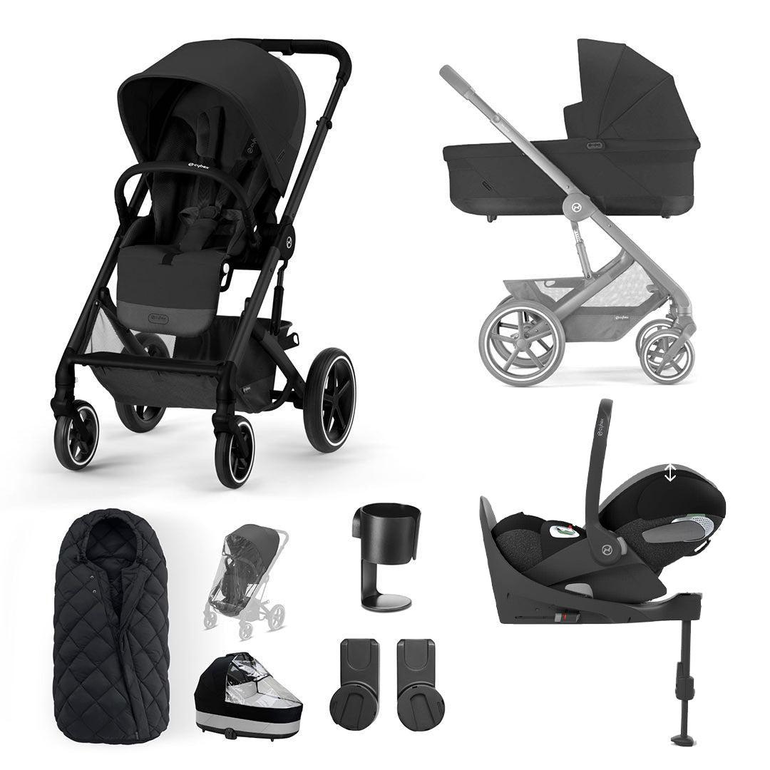 CYBEX Balios S Lux + Cloud T Luxury Bundle - Moon Black-Travel Systems-Base T-SNOGGA Footmuff | Natural Baby Shower