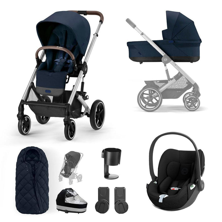 CYBEX Balios S Lux + Cloud T Luxury Bundle - Ocean Blue-Travel Systems-No Base-SNOGGA Footmuff | Natural Baby Shower