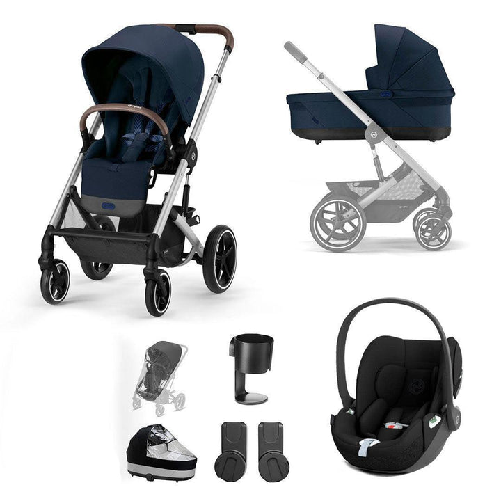 CYBEX Balios S Lux + Cloud T Luxury Bundle - Ocean Blue-Travel Systems-No Base-No Footmuff | Natural Baby Shower