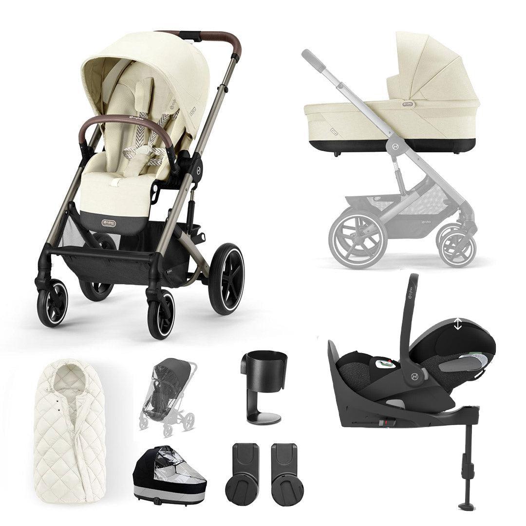 CYBEX Balios S Lux + Cloud T Luxury Bundle - Seashell Beige-Travel Systems-Base T-SNOGGA Footmuff | Natural Baby Shower