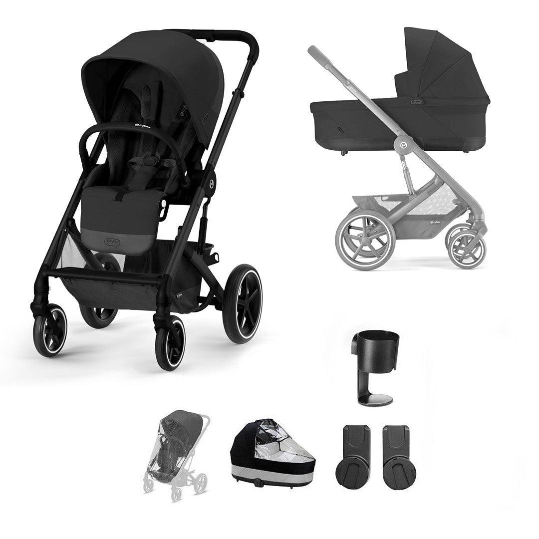 CYBEX Balios S Lux Essential Bundle - Moon Black-Stroller Bundles-Moon Black-No Footmuff | Natural Baby Shower
