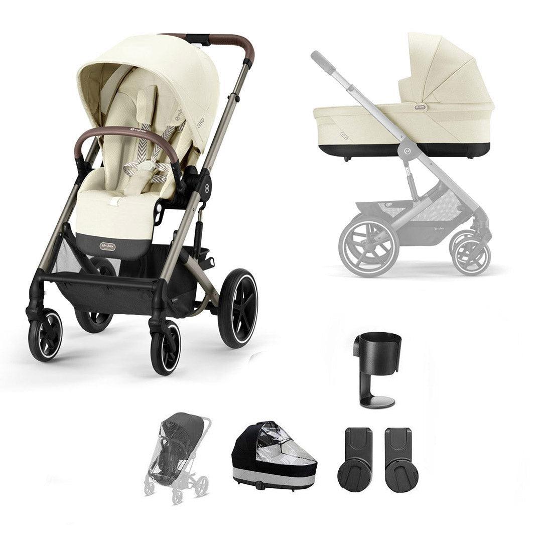 CYBEX Balios S Lux Essential Bundle - Seashell Beige-Stroller Bundles-Seashell Beige-No Footmuff | Natural Baby Shower