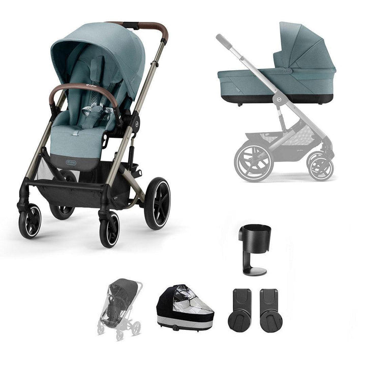 CYBEX Balios S Lux Essential Bundle - Sky Blue-Stroller Bundles-Sky Blue-No Footmuff | Natural Baby Shower