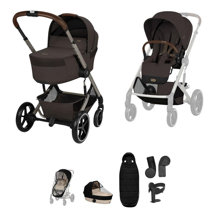 CYBEX Balios + Fold Cot Accessory Bundle-Strollers-Chocolate Brown- | Natural Baby Shower