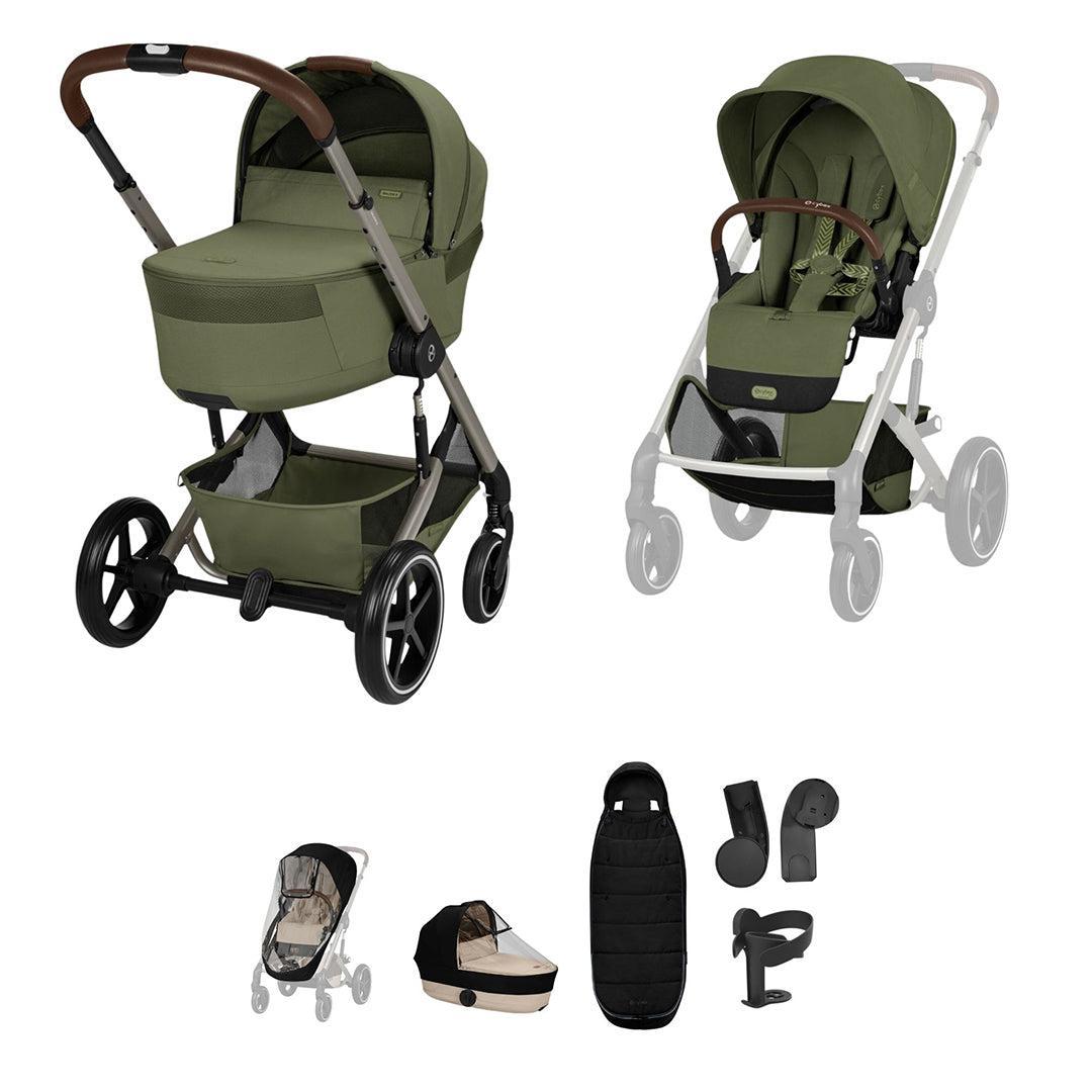 CYBEX Balios + Fold Cot Accessory Bundle-Strollers-Moss Green- | Natural Baby Shower