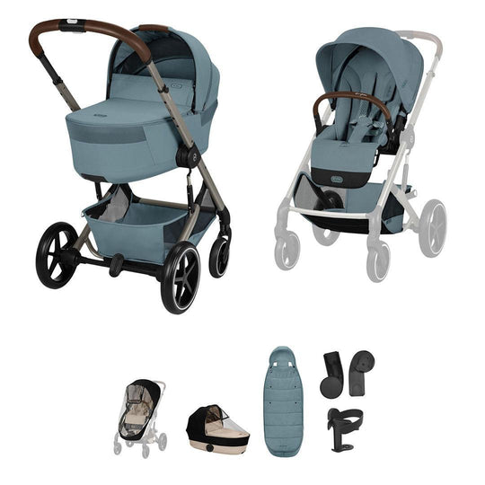 CYBEX Balios + Fold Cot Accessory Bundle-Strollers-Stormy Blue- | Natural Baby Shower