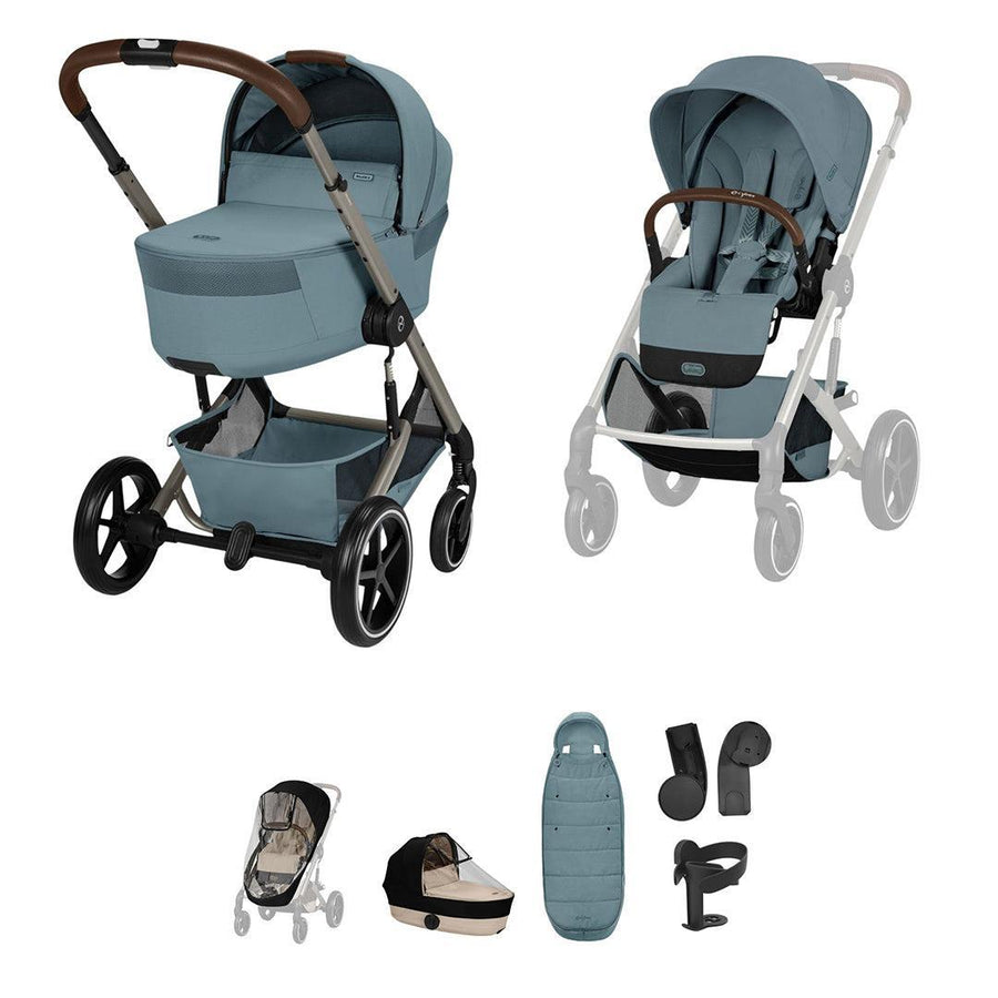 CYBEX Balios + Fold Cot Accessory Bundle-Strollers-Stormy Blue- | Natural Baby Shower
