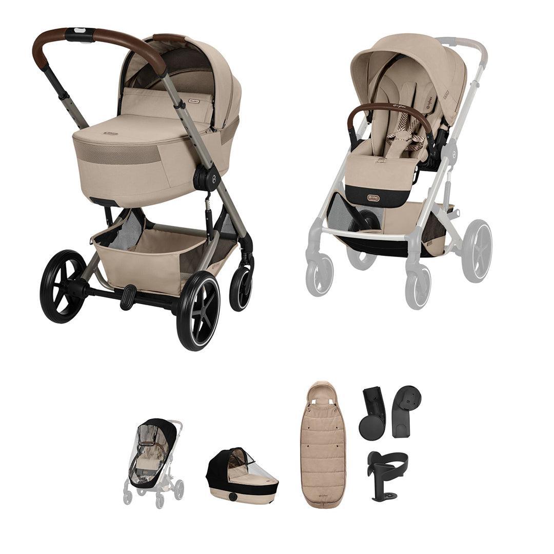 CYBEX Balios + Fold Cot Accessory Bundle-Strollers-Almond Beige- | Natural Baby Shower