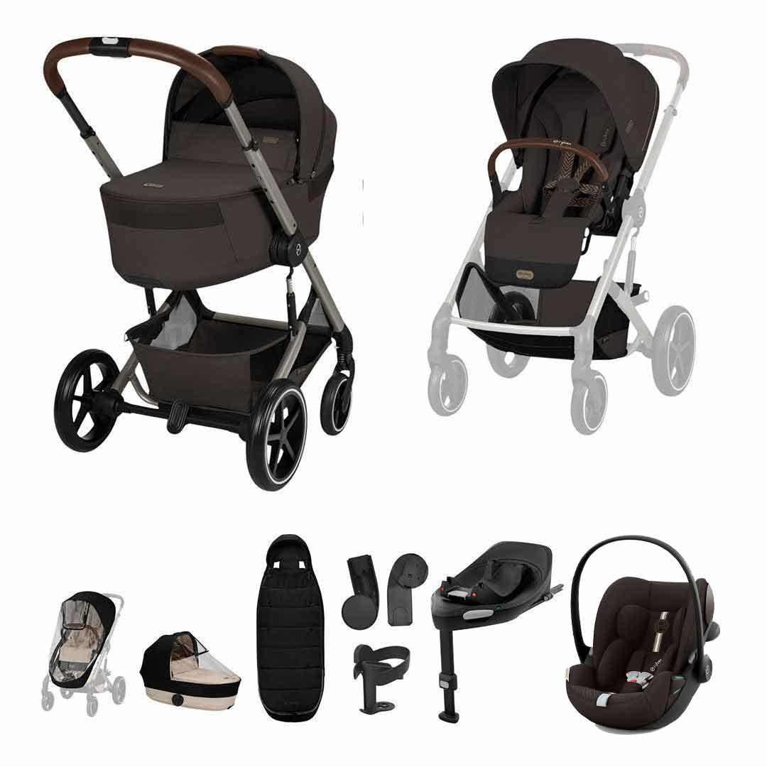 CYBEX Balios + Fold Cot Ultimate Travel System Bundle-Travel Systems-Chocolate Brown- | Natural Baby Shower