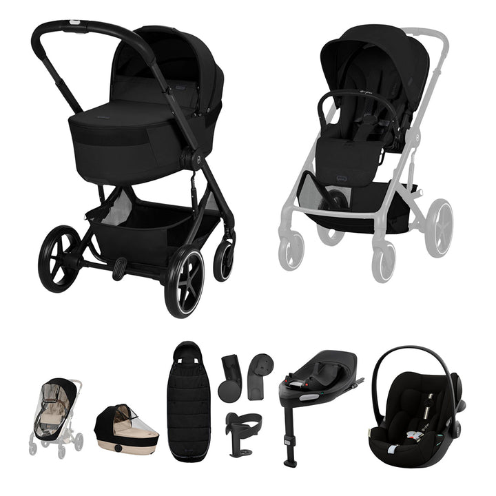 CYBEX Balios + Fold Cot Ultimate Travel System Bundle-Strollers-Stormy Blue- | Natural Baby Shower