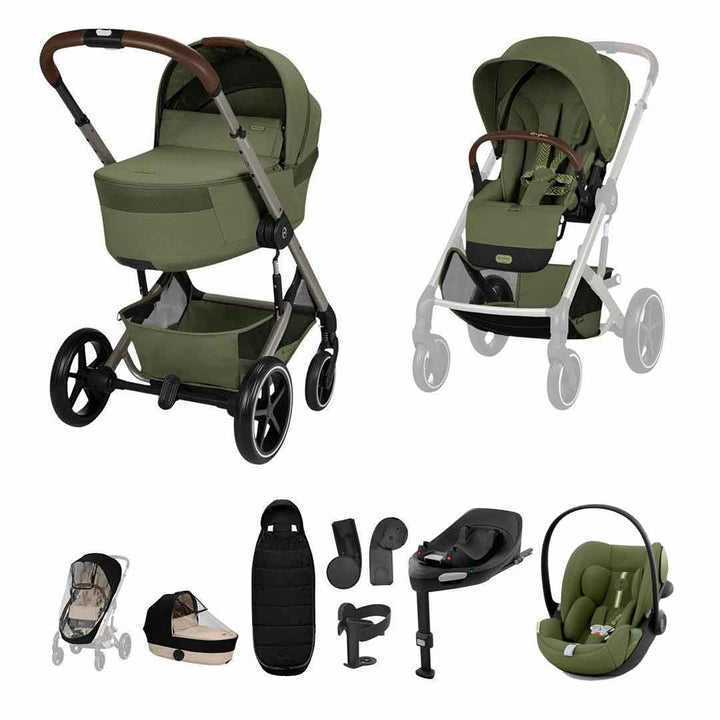 CYBEX Balios + Fold Cot Ultimate Travel System Bundle-Travel Systems-Moss Green- | Natural Baby Shower