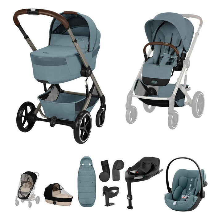 CYBEX Balios + Fold Cot Ultimate Travel System Bundle-Strollers-Stormy Blue- | Natural Baby Shower
