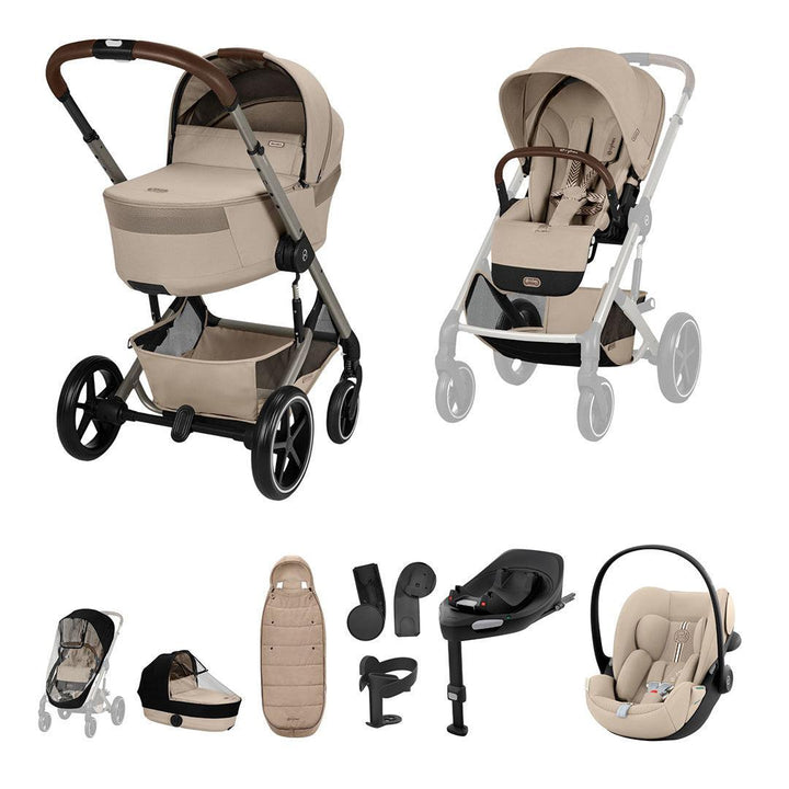 CYBEX Balios + Fold Cot Ultimate Travel System Bundle-Strollers-Stormy Blue- | Natural Baby Shower