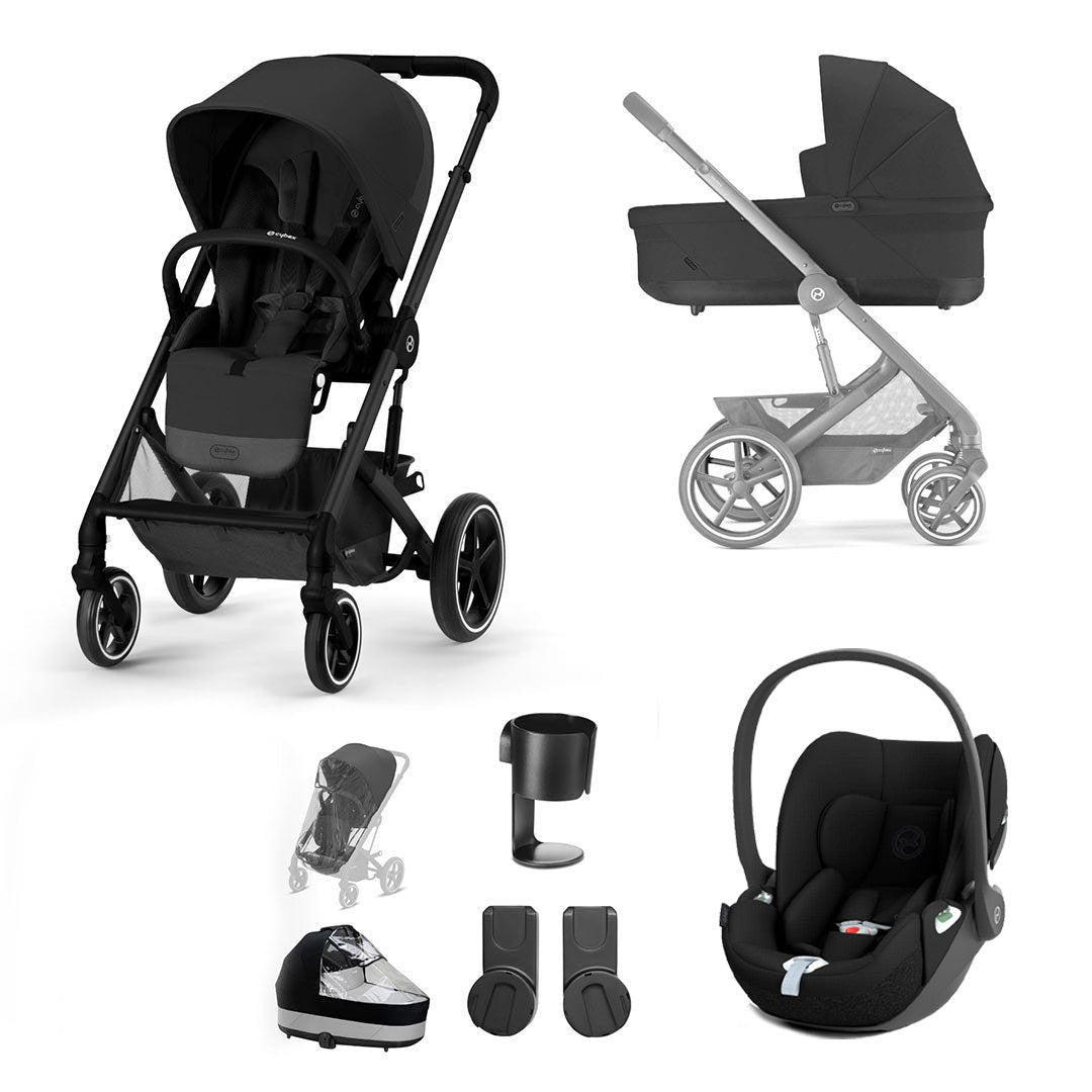 CYBEX Balios S Lux + Cloud T Luxury Bundle - Moon Black-Travel Systems-No Base-No Footmuff | Natural Baby Shower