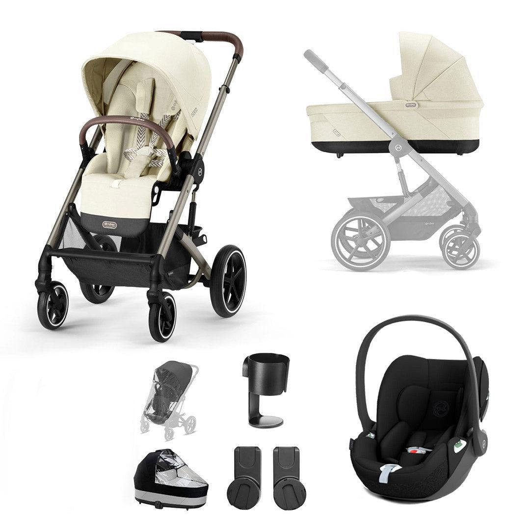 CYBEX Balios S Lux + Cloud T Luxury Bundle - Seashell Beige-Travel Systems-No Base-No Footmuff | Natural Baby Shower
