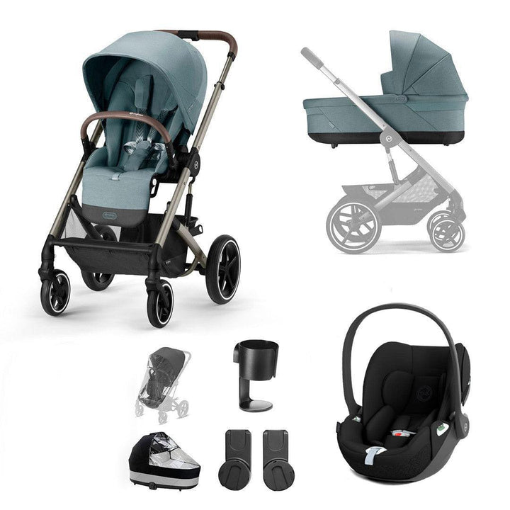 CYBEX Balios S Lux + Cloud T Luxury Bundle - Sky Blue-Travel Systems-No Base-No Footmuff | Natural Baby Shower