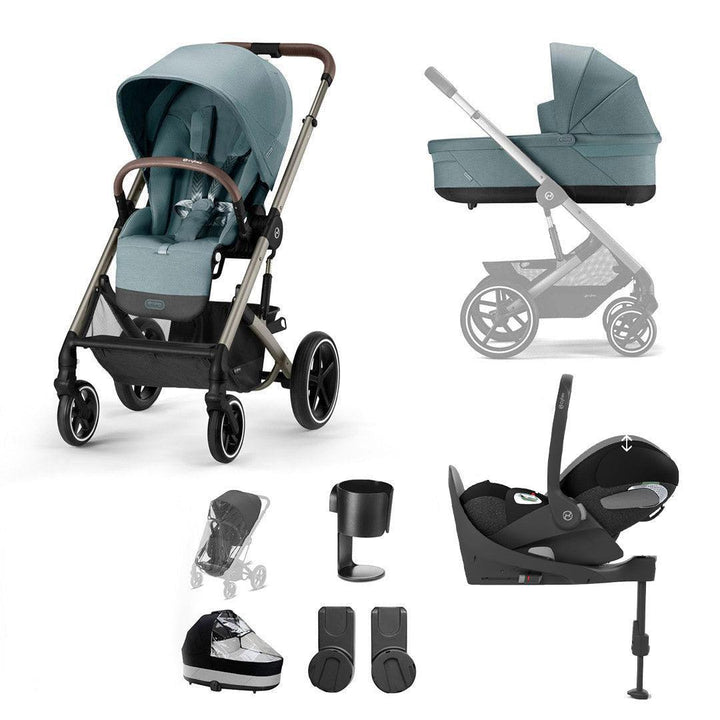 CYBEX Balios S Lux + Cloud T Luxury Bundle - Sky Blue-Travel Systems-Base T-No Footmuff | Natural Baby Shower